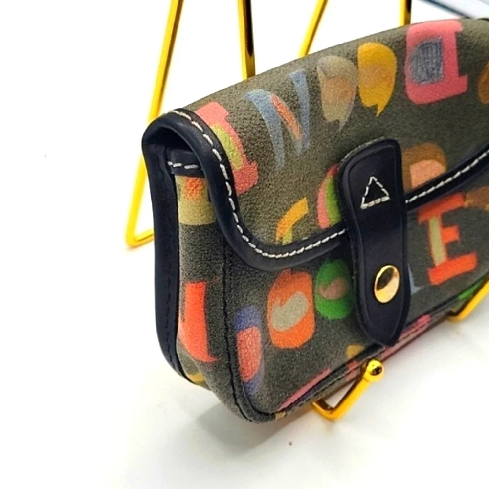 DOONEY & BOURKE Vintage Doodle Leather Black Pink Heart Tag